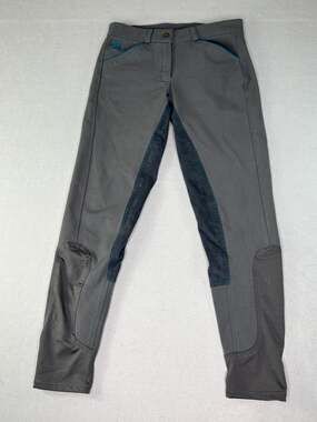 Piper by SmartPak Women's 26R Full Seat Riding Breeches Gray Teal Equestrian